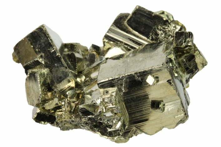 Lustrous, Cubic Pyrite Crystal Cluster with Chalcopyrite - Peru #167704